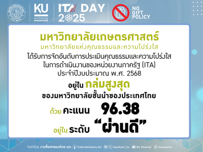 มก. ได้รับการจัดอันดับการประเมินคุณธรรมและความโปร่งใส ปี 2568