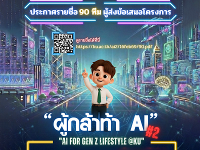 ประกาศรายชื่อ 90 ทีม ผู้ส่งข้อเสนอโครงการ ผู้กล้าท้า AI สำหรับนิสิต มก.