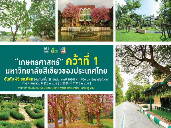 มหาวิทยาลัยเกษตรศาสตร์ คว้าที่ 1 มหาวิทยาลัยสีเขียวของประเทศไทย